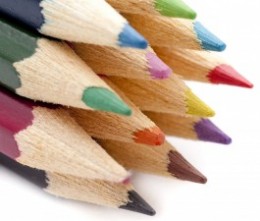 Closeup of colouring pencils