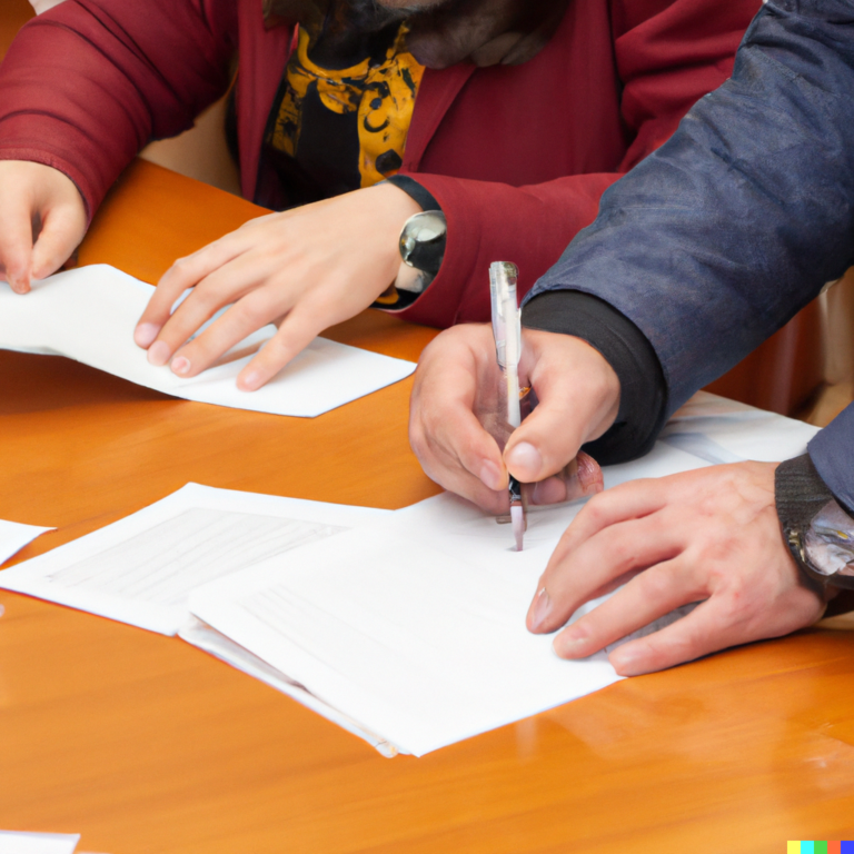 DALL·E 2023-12-18 02.03.13 – modulo di adesione ad associazione con mano che firma